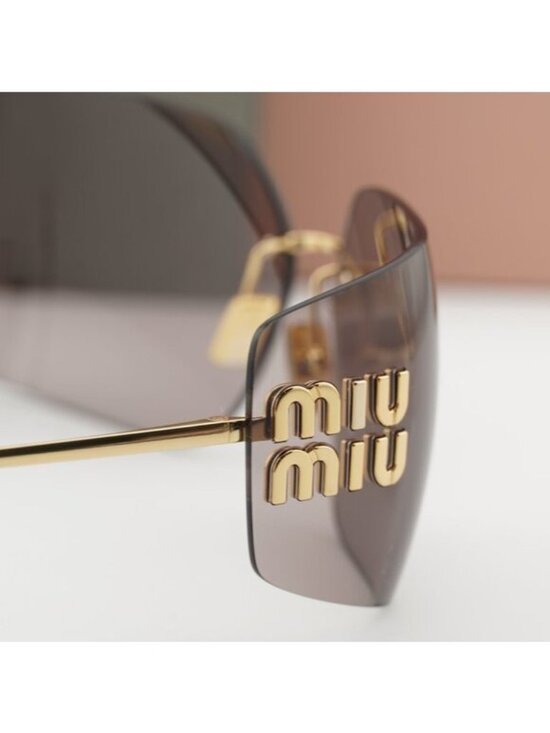 Miu Miu MU54YS 5AK06I Geometric Sunglasses - Gold/Light Purple Brown main image 7